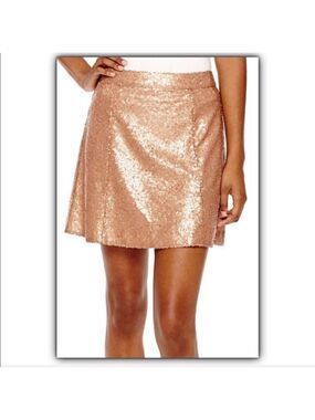 DECREE gorgeous rose gold bronze sequin mini skirt size M